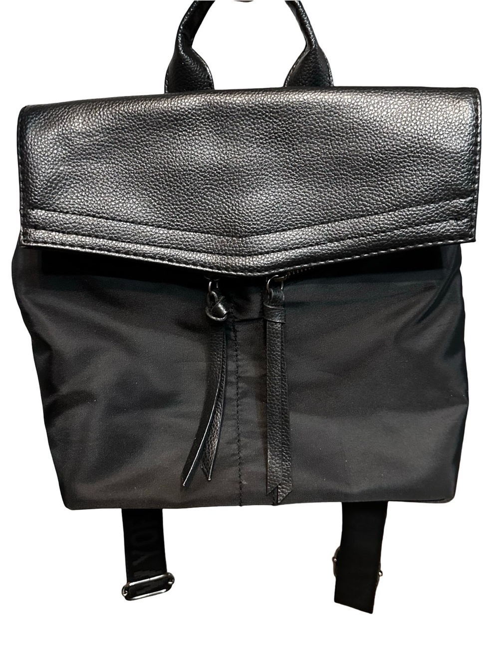 Botkier Black Pebbled Faux Leather Mini Backpack Purse Straps Boho Chic